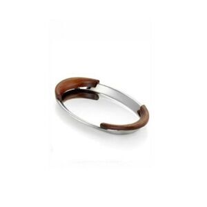Hotel Collection Oval Tray Stainless Steel and Wood Serve 16.5” Platter